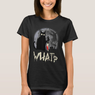 Cat What Murderous Black Cat With Knife Halloween  T-Shirt
