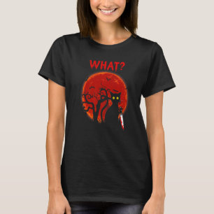 Cat What Murderous Black Cat With Knife Halloween T-Shirt
