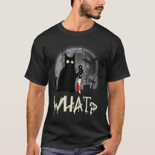 Cat What Murderous Black Cat With Knife Halloween  T-Shirt