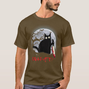Cat What Murderous Black Cat With Knife Halloween  T-Shirt