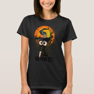 Cat What Murderous Black Cat With Knife Halloween T-Shirt