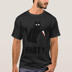 Cat What Murderous Black Cat With Knife T-Shirt