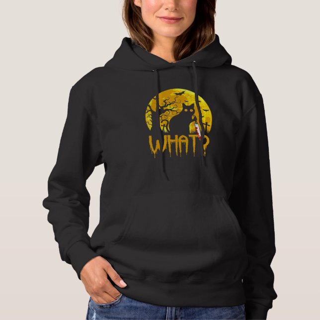 Cat What Murderous Black Cats With Knife Halloween Hoodie (Front)