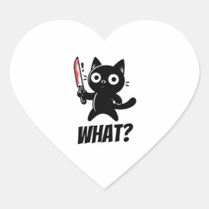 Cat What Murderous Surprised Cat Caught Red-Handed Heart Sticker