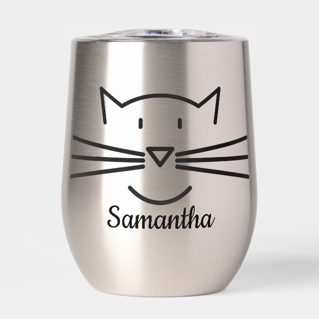 Cat Whiskers Design Thermal Wine Tumbler (Front)