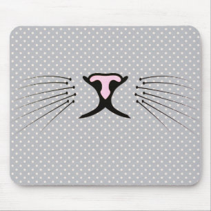 Cat Whiskers on Polka Dots Mouse Pad