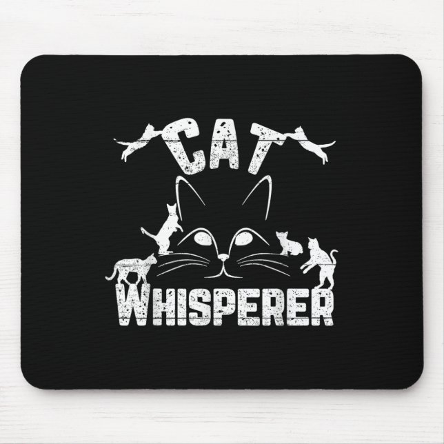 Cat Whisperer Funny Cat Lover Kitty Face Distresse Mouse Pad (Front)