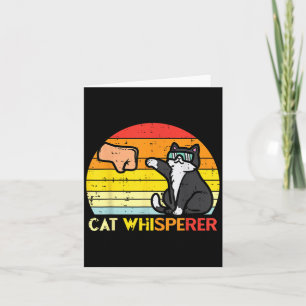 Cat Whisperer Man Paw Fist Bump Sunset Retro Men W Card