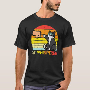 Cat Whisperer Man Paw Fist Bump Sunset Retro Men W T-Shirt