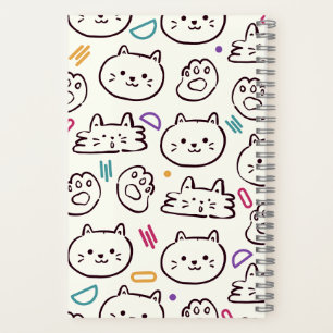 cat white cartoon school notebook