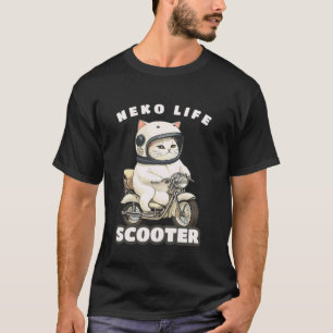cat white cat illustration moped scooter bike cat T-Shirt