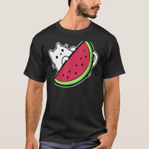 Cat white under sweet watermelon slice T-Shirt