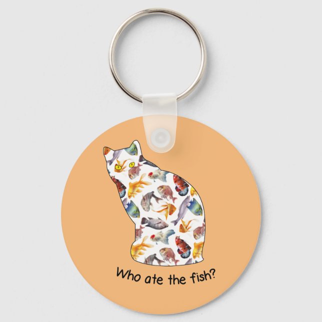 Cat: who ate the fish? keychain (Front)