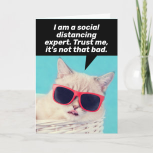 Cat Who Is A Social Distancing Expert- Coping Card