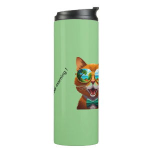 Cat who smiles with sunglasses thermal tumbler