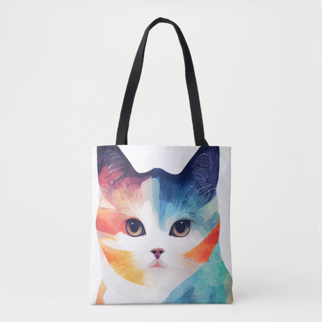 Cat Wild Nature Animal Color Art Painting Tote Bag (Front)