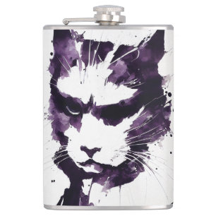 Cat Wild Nature Free Spirit Art Brush Painting Hip Flask