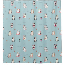Cat & Wine Shower Curtain: Fun and Playful Design