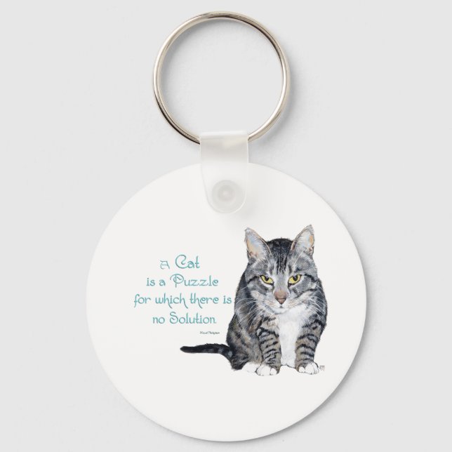 Cat Wisdom - a Cat is a Puzzle Key Ring (Front)
