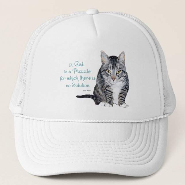 Cat Wisdom - a Cat is a Puzzle Trucker Hat (Front)
