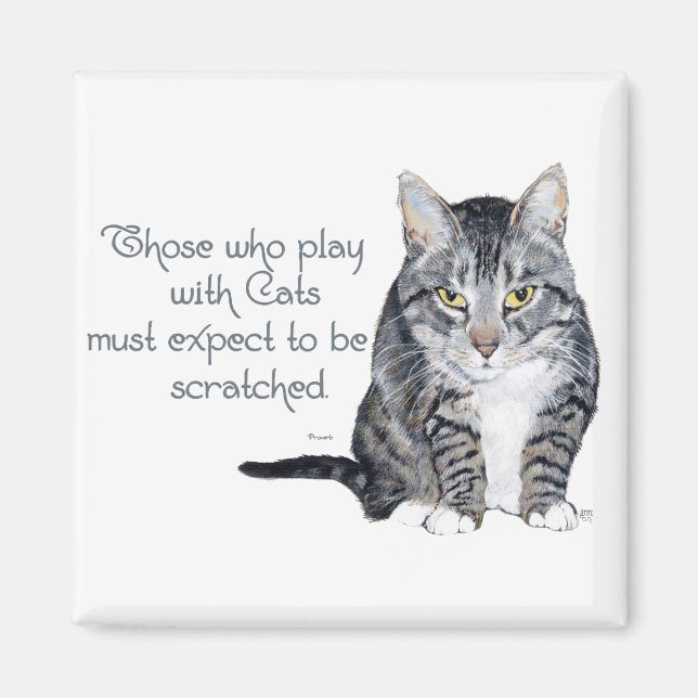 Cat Wisdom - Playing to be Scratched? Magnet (Front)