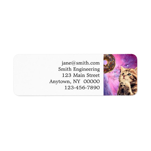 Cat wishing doughnut return address label (Front)