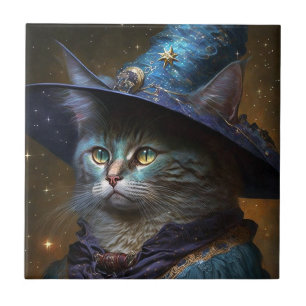 Cat Witch Fantasy Art Ceramic Tile