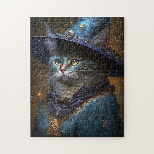 Cat Witch Fantasy Art Jigsaw Puzzle (Vertical)
