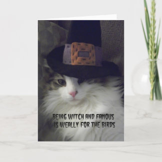 Cat Witch Halloween Greeting Card