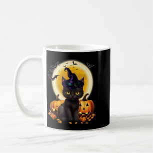 Cat Witch Hat Pumpkin Moon Black Cat Funny Coffee Mug