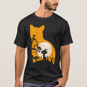 Cat Witch In The Moonlight Halloween Black Cat Lad T-Shirt