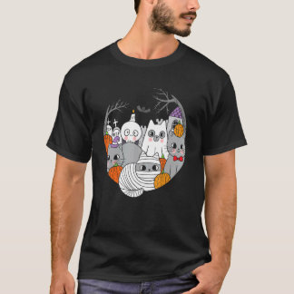Cat Witch Mummy Lazy Halloween Costume Cute Kitten T-Shirt