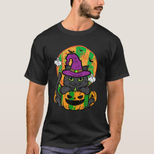 Cat Witch Pumpkin Halloween Costume Girls Kids Tod T-Shirt