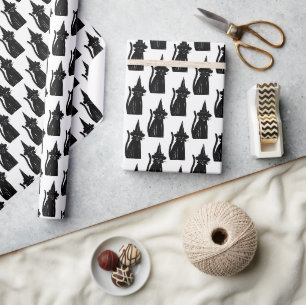 Cat witch wrapping paper