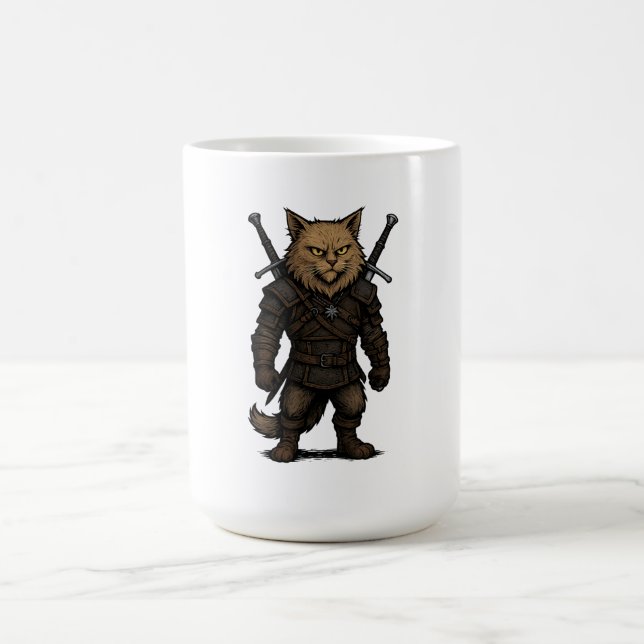 Cat Witcher – Mediaeval Fantasy Warrior Coffee Mug (Center)