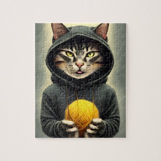 Cat With A Ball Of Yarn Jigsaw Puzzle (Vertical)