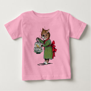 Cat with a Bird cage, Louis Wain Baby T-Shirt