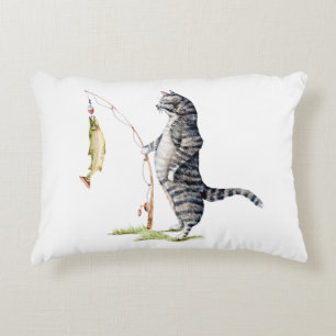 Cat with a Fish Decorative Cushion