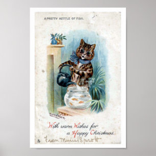 Cat with a kettle, Louis Wain Poster