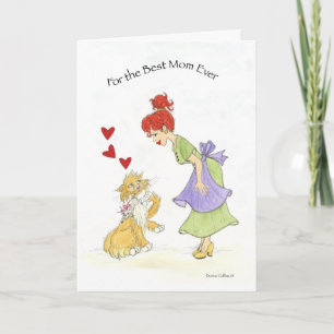 Cat with a Mouse for Mum Valentine Card