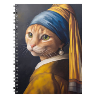 Cat with a Pearl Earring | Funny Vermeer Parody Notebook