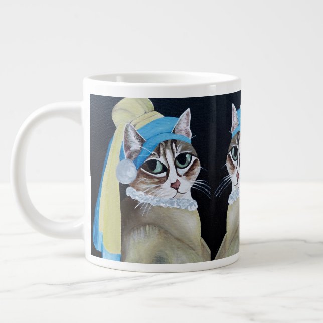 Cat With A Pearl Earring Jumbo Mug (Left)