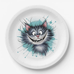 Cat with a smile. paper plate