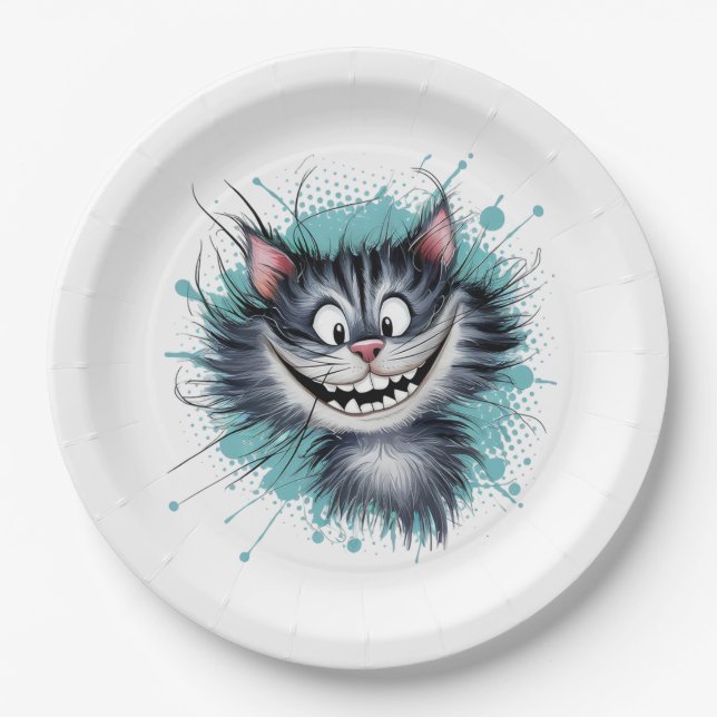 Cat with a smile. paper plate (Front)