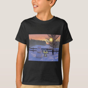 Cat With A Snowman T-Shirt