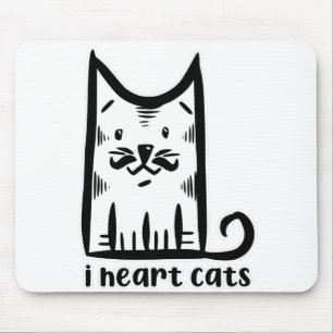 Cat with a Stylish Moustache, i heart cats Mouse Pad