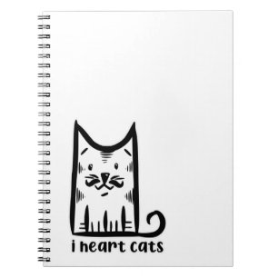 Cat with a Stylish Moustache, i heart cats Notebook