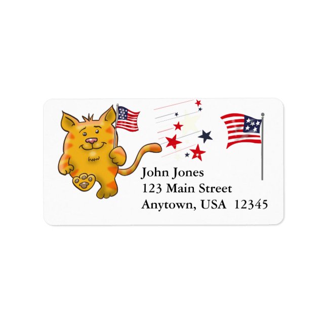 Cat with American Flag Label (Front)