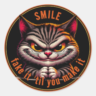 Cat with an Attitude Classic Round Sticker