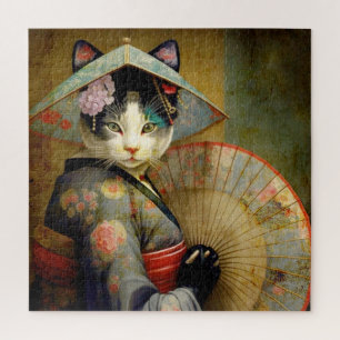 Cat with an umbrella. jigsaw puzzle